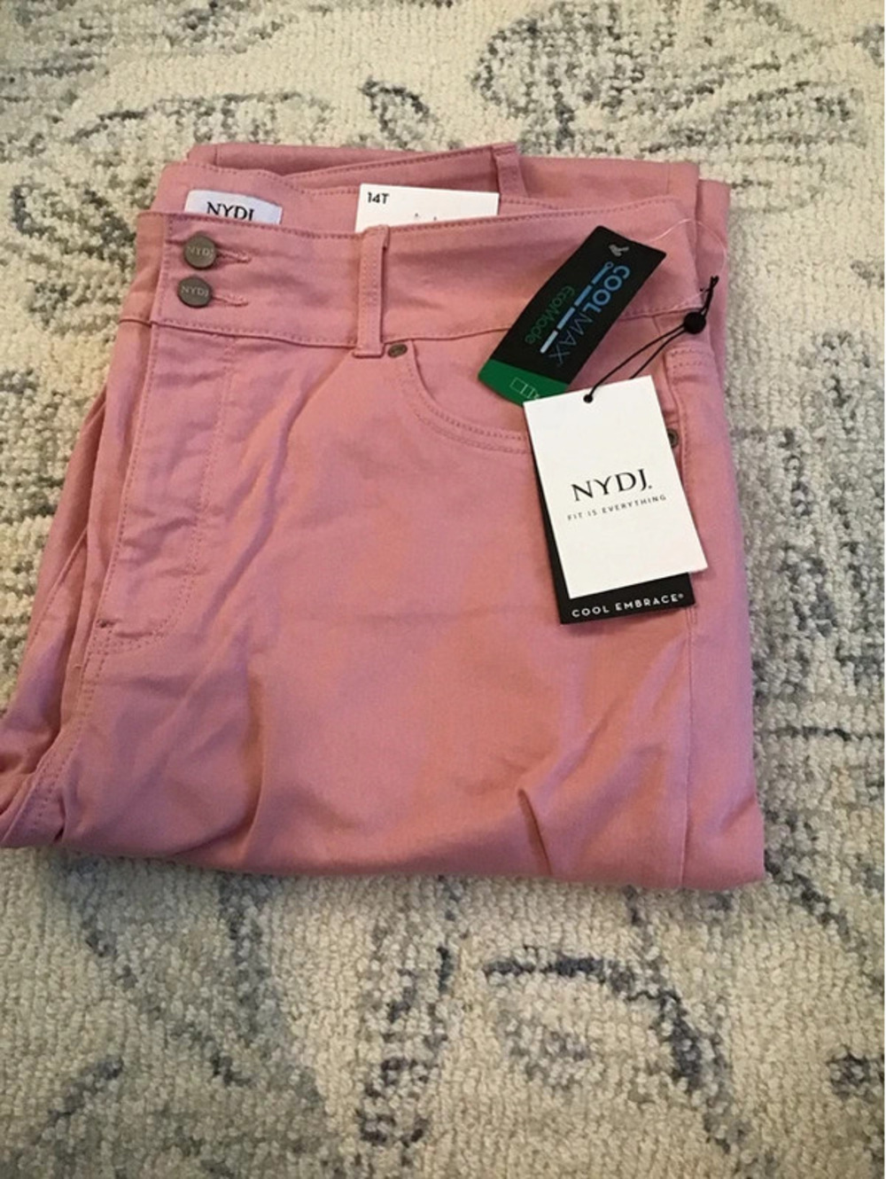 Nydj size 14 tall jeans, cool max, Bailey relaxed straight leg, crop, new,